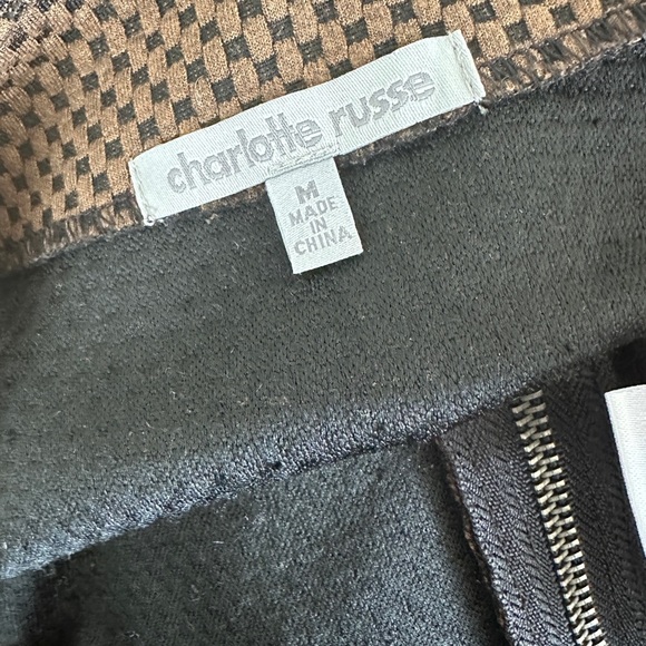 Vintage Charlotte Russe Y2K front zip brown mini skirt 90’s preppy clueless Med - Picture 6 of 7